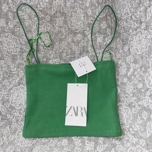 NWT Zara green ribbed crop top